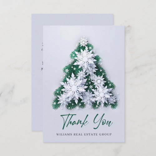 3D Snowflakes Christmas Tree Corporate Holiday Thank You Card