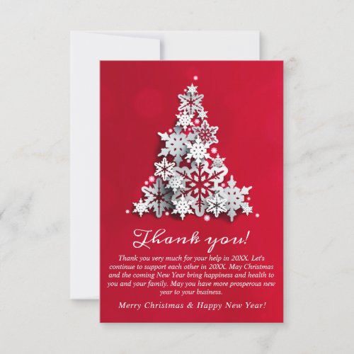 3D Snowflakes Christmas Tree Corporate Holiday Thank You Card