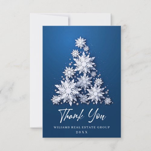 3D Snowflakes Christmas Tree Corporate Holiday Thank You Card