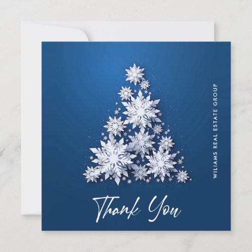3D Snowflakes Christmas Tree Corporate Holiday Thank You Card