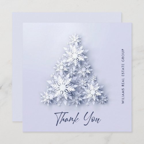 3D Snowflakes Christmas Tree Corporate Holiday Thank You Card