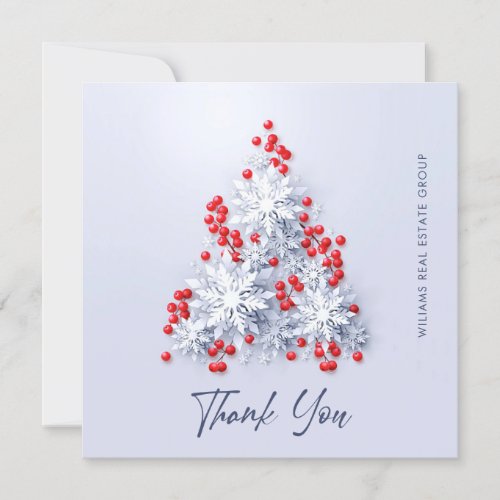 3D Snowflakes Christmas Tree Corporate Holiday Thank You Card
