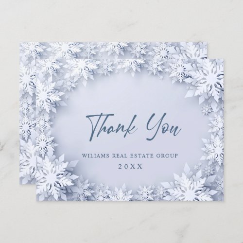 3D Snowflakes Corporate Christmas Thank You Card