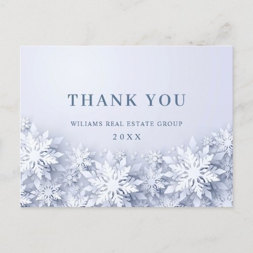 3D Snowflakes Corporate Christmas Thank You Postcard