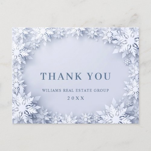 3D Snowflakes Corporate Christmas Thank You Postcard