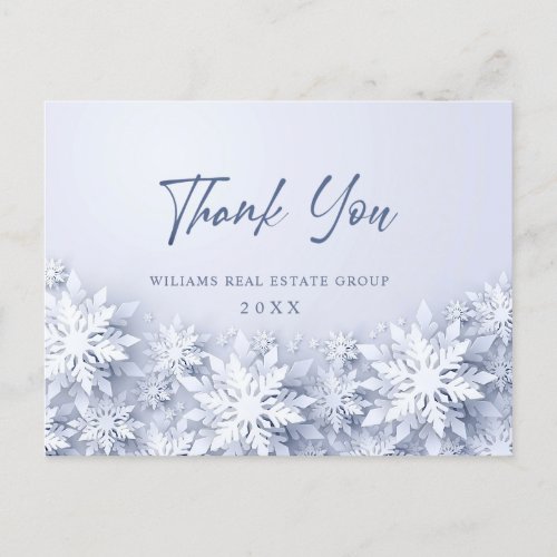3D Snowflakes Corporate Christmas Thank You Postcard