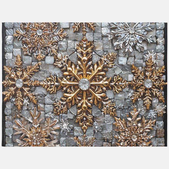 3d snowflakes outdoor rug (Front)