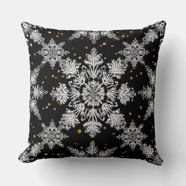 3d snowflakes throw pillow (Front)