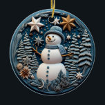 3D Snowman Chirstmas  Ceramic Ornament<br><div class="desc">3D Cute Chirstmas Ornament</div>