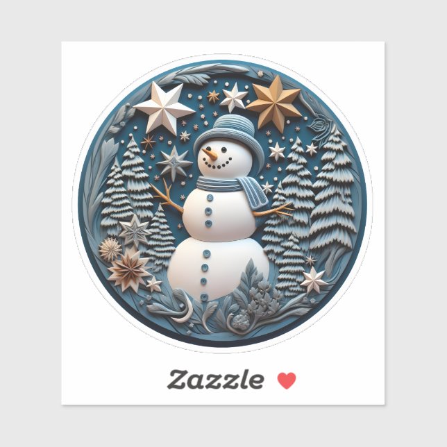 3D Snowman Chirstmas  Sticker (Sheet)