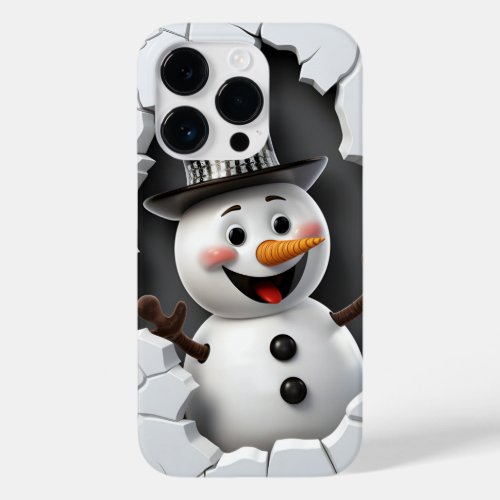 3D Snowman Christmas Case_Mate iPhone 14 Pro Case