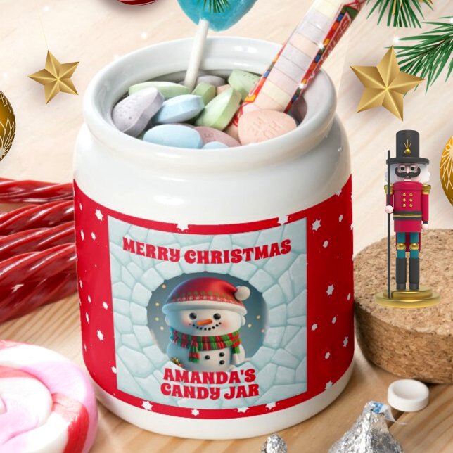 3D Snowman Christmas Personalized Kids Candy Jar (Creator Uploaded)