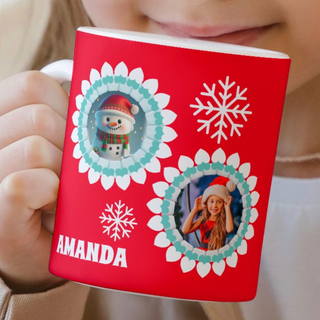 3D Snowman Christmas Personalized Kids Photo Coffee Mug (Creator Uploaded)
