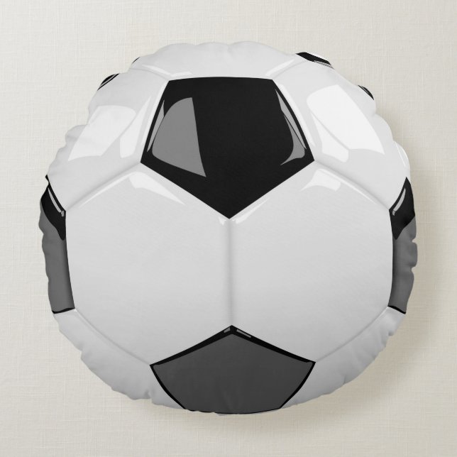 3D soccer ball Round Pillow (Front)