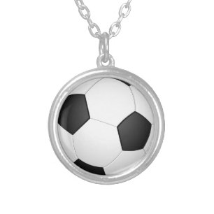 3D Soccer Ball Silver Plated Necklace