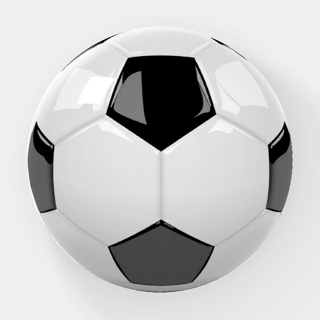 3D soccer black and white soccer ball Paperweight (Front)