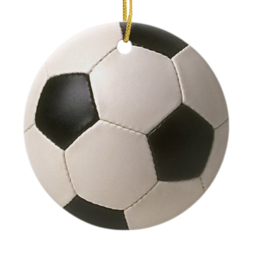 3D Soccerball Black White Football Ceramic Ornament