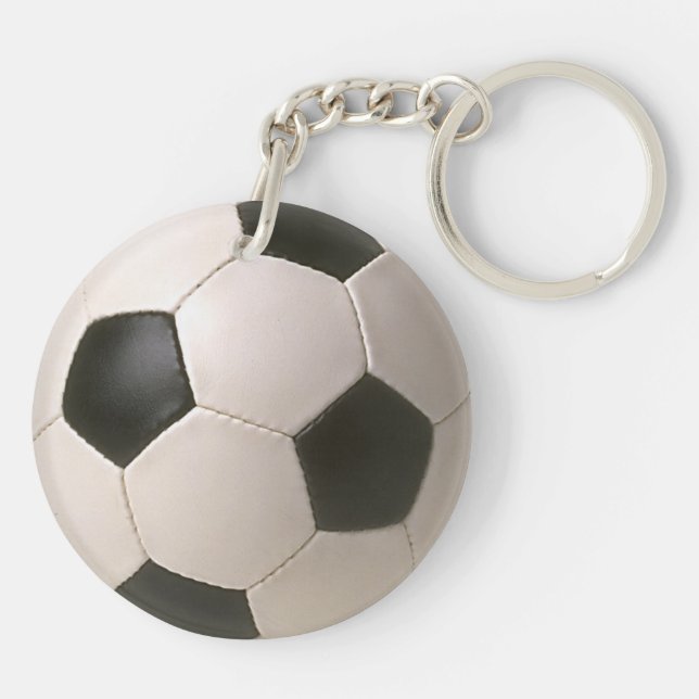 3D Soccerball Black White Football Keychain (Back)