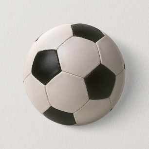 3D Soccerball Black White Football Pinback Button