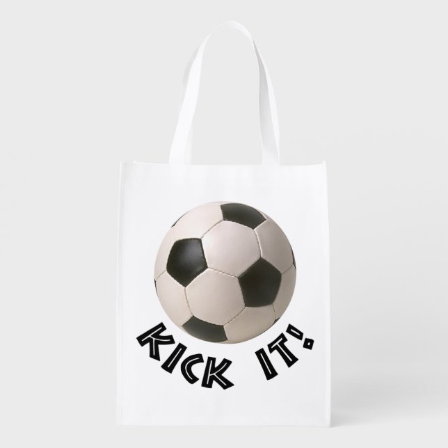 3D Soccerball Sport Kick It Grocery Bag (Back)