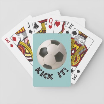 3d Soccerball Sport Kick It Playing Cards by mystic_persia at Zazzle