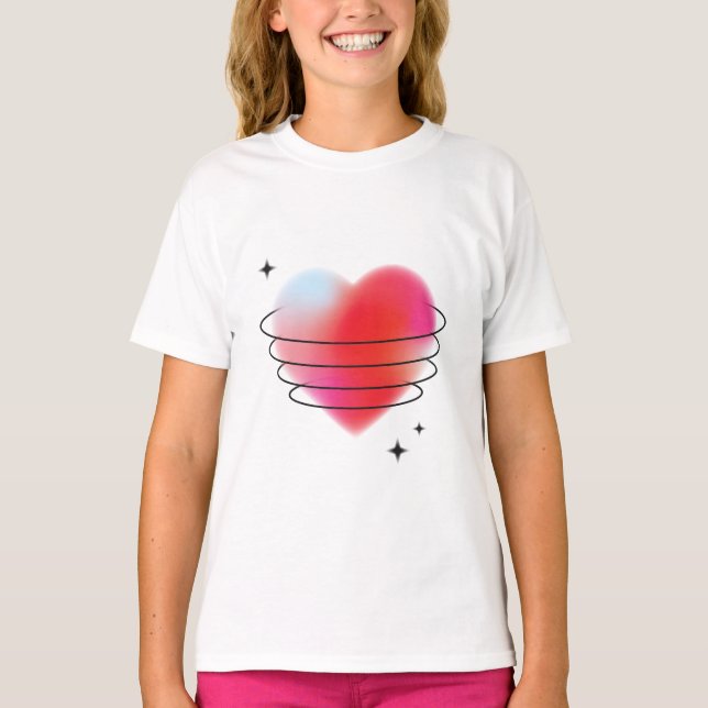 3d space hitech red valentine planet heart  T-Shirt (Front)