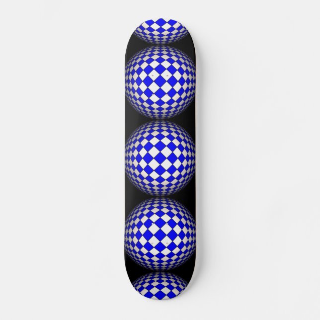 3D Sphere Crazy Black and Blue Skateboard Deck (Front)