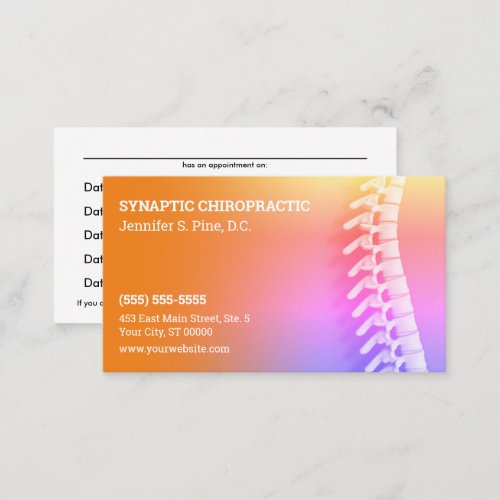 3D Spine Multicolor Chiropractic Appointment Card
