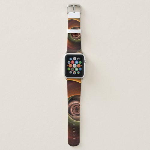 3D Spiral Abstract Warm Colors Modern Fractal Art Apple Watch Band