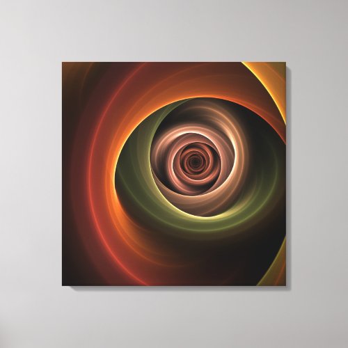 3D Spiral Abstract Warm Colors Modern Fractal Art Canvas Print