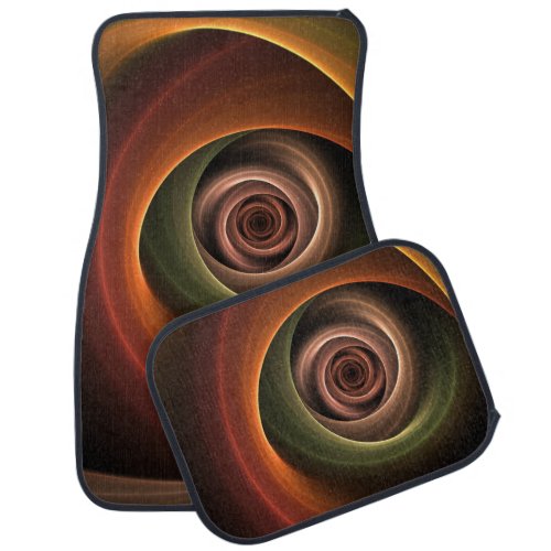 3D Spiral Abstract Warm Colors Modern Fractal Art Car Floor Mat