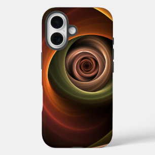 3D Spiral Abstract Warm Colors Modern Fractal Art iPhone 16 Case