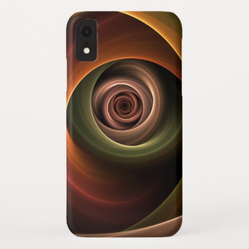 3D Spiral Abstract Warm Colors Modern Fractal Art iPhone XR Case