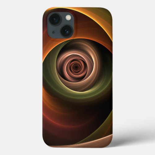 3D Spiral Abstract Warm Colors Modern Fractal Art iPhone 13 Case