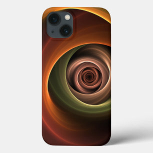 3D Spiral Abstract Warm Colors Modern Fractal Art iPhone 13 Case
