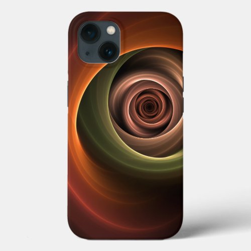 3D Spiral Abstract Warm Colors Modern Fractal Art iPhone 13 Case