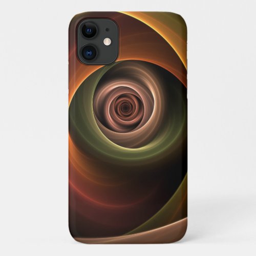 3D Spiral Abstract Warm Colors Modern Fractal Art iPhone 11 Case