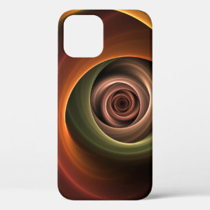 3D Spiral Abstract Warm Colors Modern Fractal Art iPhone 12 Case