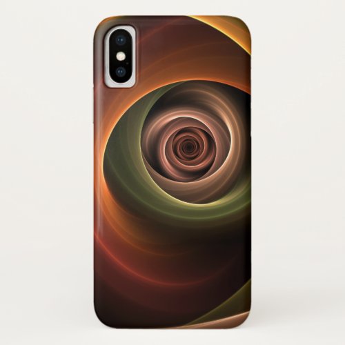 3D Spiral Abstract Warm Colors Modern Fractal Art iPhone X Case