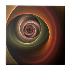 3D Spiral Abstract Warm Colors Modern Fractal Art Ceramic Tile