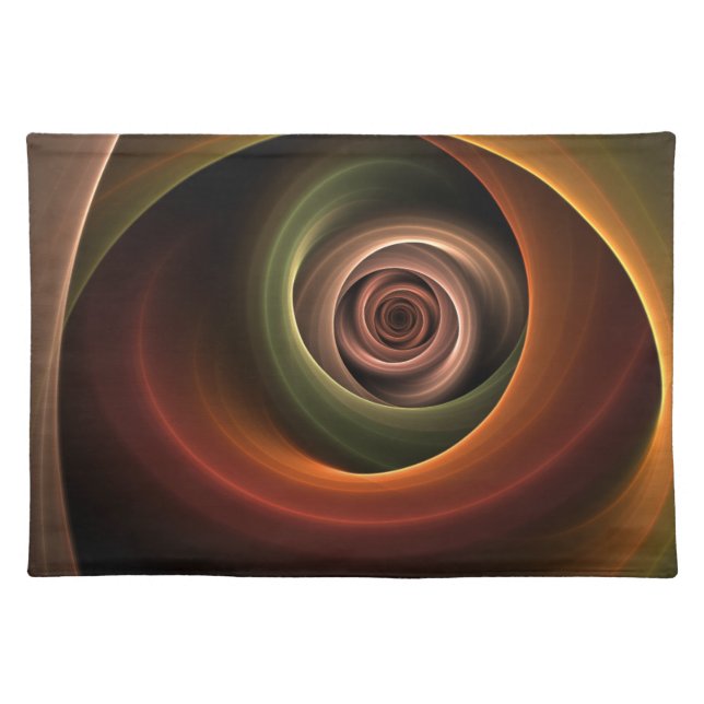 3D Spiral Abstract Warm Colors Modern Fractal Art Cloth Placemat (Front)