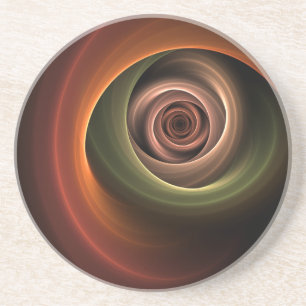 3D Spiral Abstract Warm Colors Modern Fractal Art Coaster