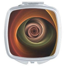 3D Spiral Abstract Warm Colors Modern Fractal Art Compact Mirror