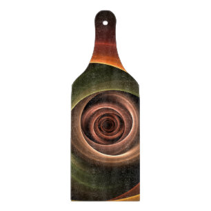 3D Spiral Abstract Warm Colors Modern Fractal Art Cutting Board