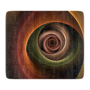 3D Spiral Abstract Warm Colors Modern Fractal Art Cutting Board