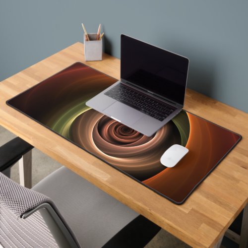 3D Spiral Abstract Warm Colors Modern Fractal Art Desk Mat