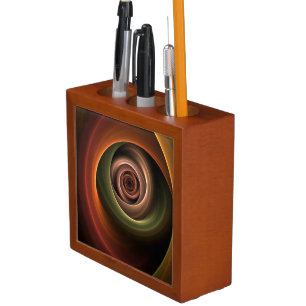 3D Spiral Abstract Warm Colors Modern Fractal Art Desk Organizer
