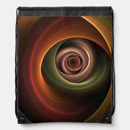 3D Spiral Abstract Warm Colors Modern Fractal Art Drawstring Bag