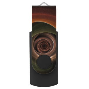 3D Spiral Abstract Warm Colors Modern Fractal Art Flash Drive