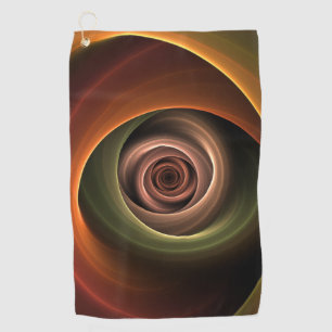 3D Spiral Abstract Warm Colors Modern Fractal Art Golf Towel